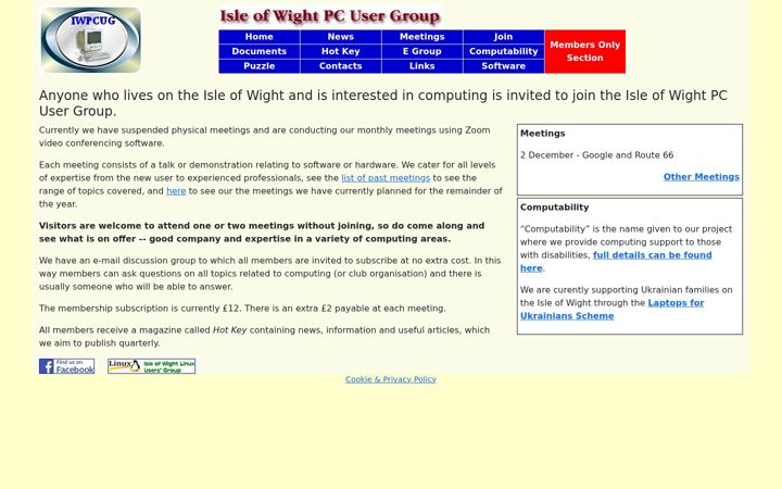 Screenshot of iwpcug.org