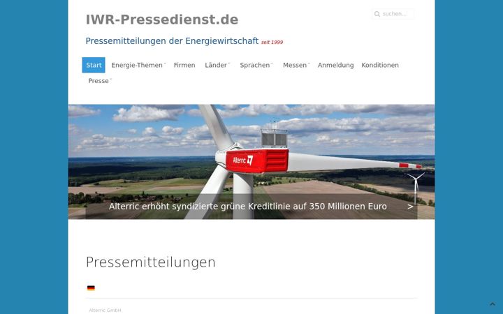 Screenshot of iwrpressedienst.de