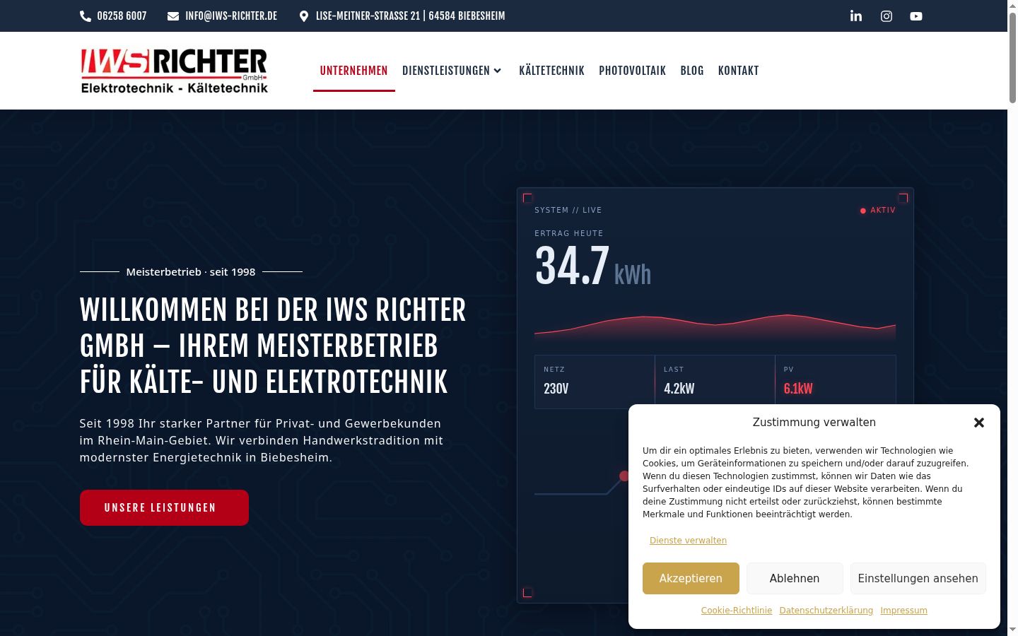 Screenshot des Einwilligungsbanners vor jeglicher Interaktion