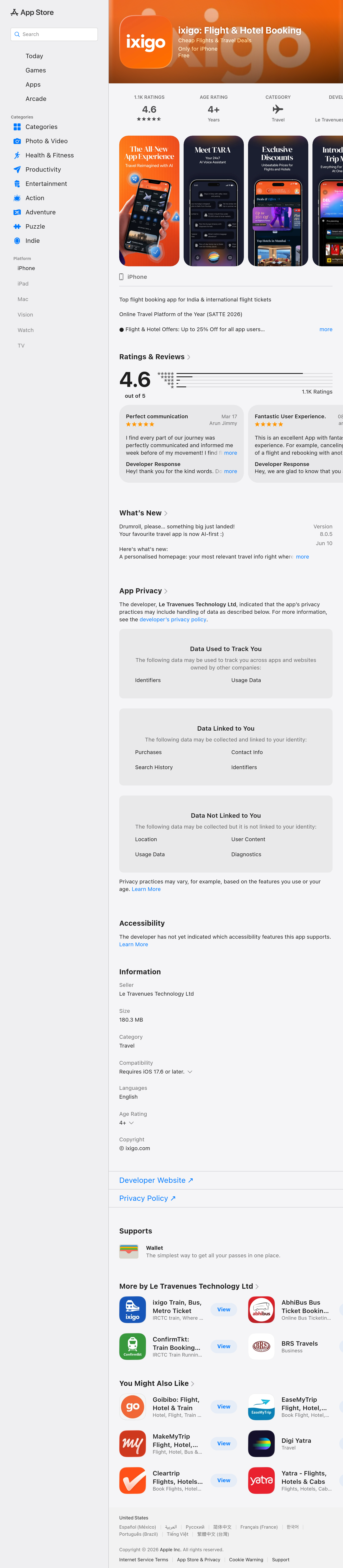 Tablet screenshot of ixigo.com