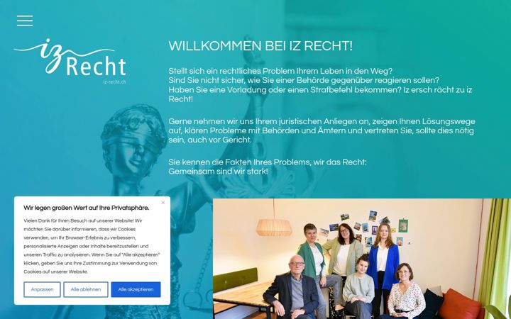 Screenshot of iz-recht.ch