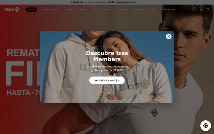 Screenshot of izas-outdoor.com