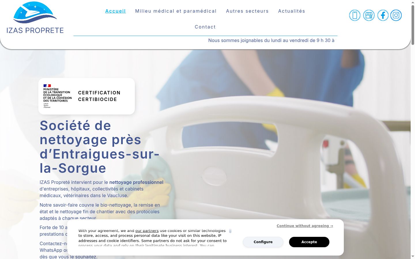 Screenshot del banner di consenso mostrato prima di qualsiasi interazione