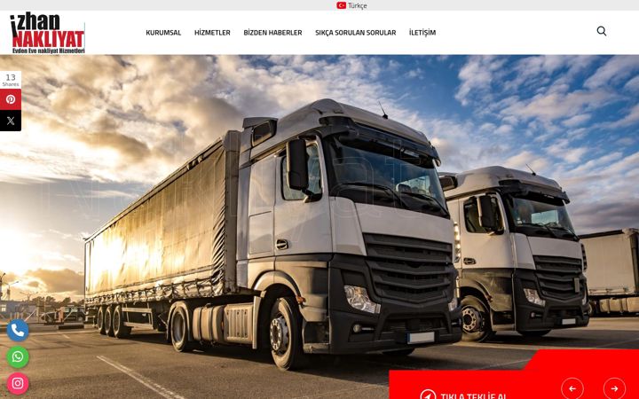 Screenshot of izhannakliyat.com