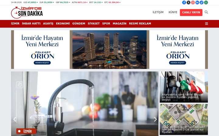 Screenshot of izmirdesondakika.com.tr