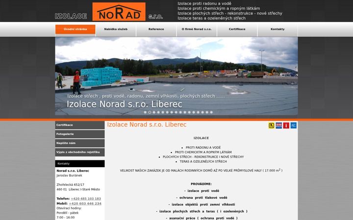 Screenshot of izolacenorad.cz