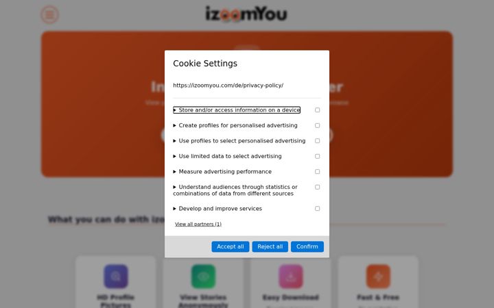 Screenshot of izoomyou.com