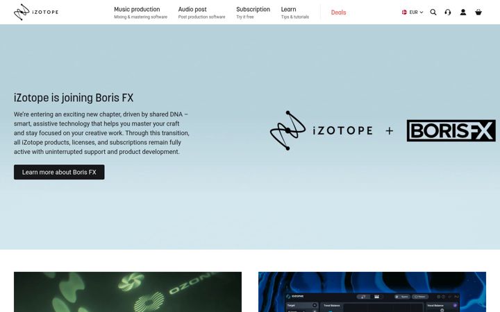 Posnetek zaslona izotope.com