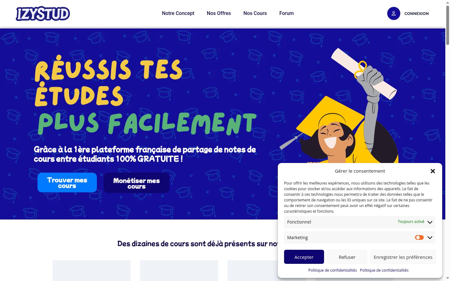 Screenshot van de toestemmingsbanner zoals getoond vóór enige interactie