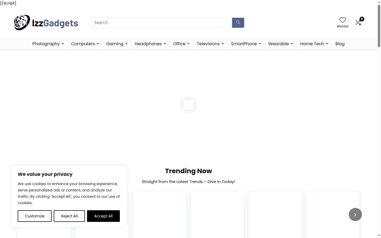 Capture d'écran de la bannière de consentement affichée avant toute interaction