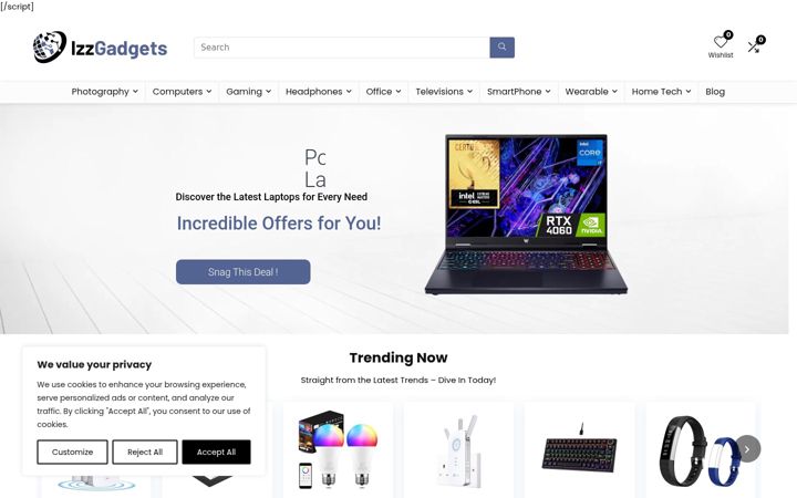 Screenshot of izzgadgets.com