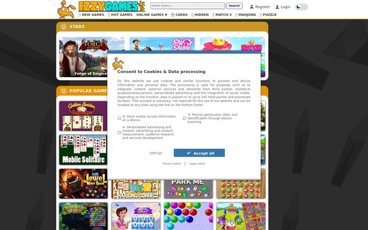 Screenshot of izzygames.com