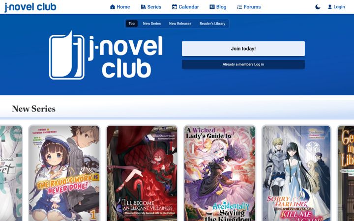 Screenshot of j-novel.club