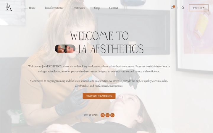 Screenshot of jaaesthetics.co.uk