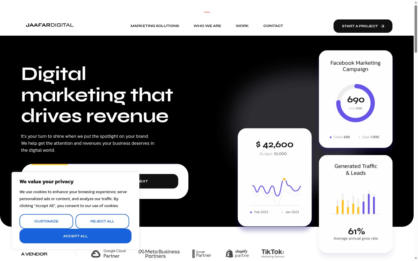 Screenshot del banner di consenso mostrato prima di qualsiasi interazione