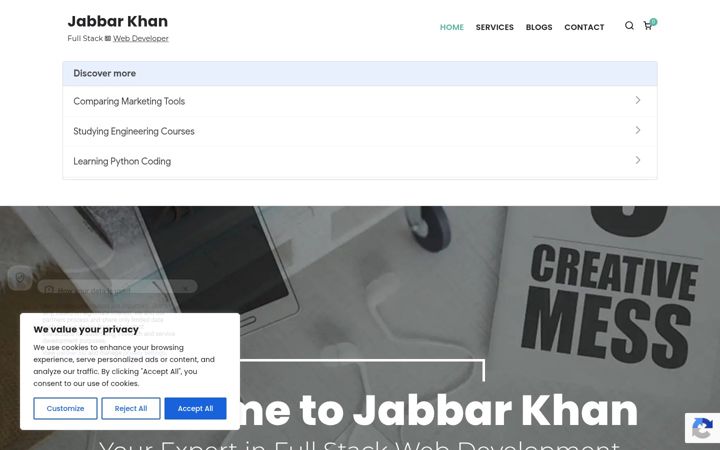 Screenshot of jabbarkhan.com