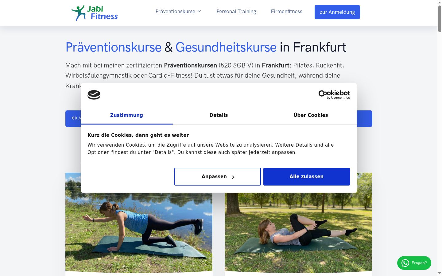 Screenshot del banner di consenso mostrato prima di qualsiasi interazione
