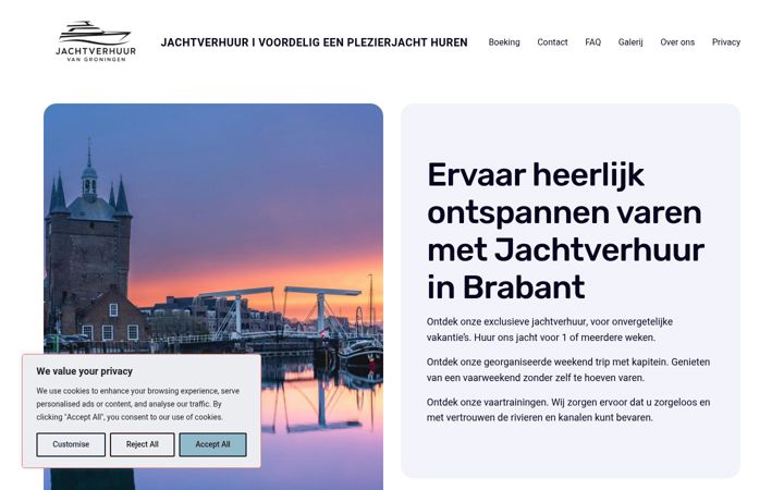 Screenshot of jachtverhuur.com