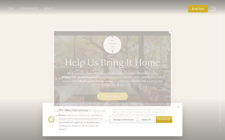 Screenshot of jacislodges.co.za