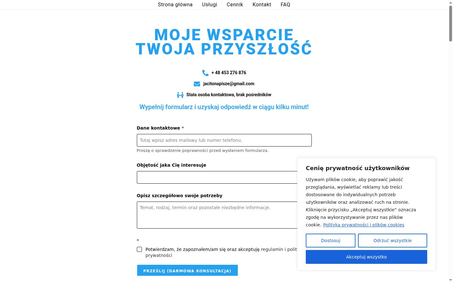 Screenshot tal-banner tal-kunsens muri qabel kwalunkwe interazzjoni
