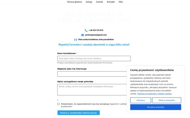 Screenshot of jacitonapisze.pl