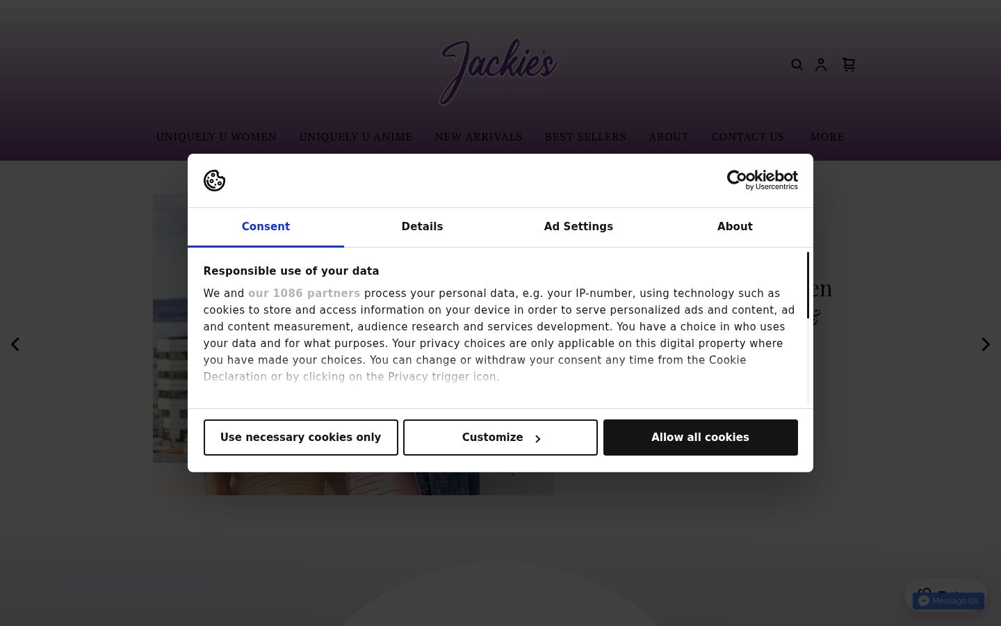 Screenshot del banner di consenso mostrato prima di qualsiasi interazione