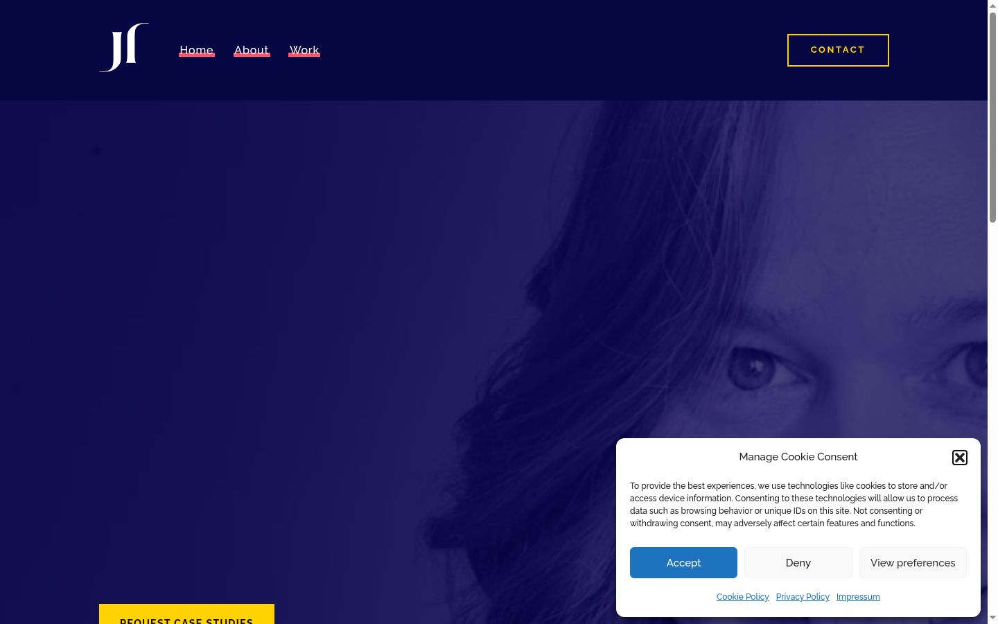 Screenshot del banner di consenso mostrato prima di qualsiasi interazione