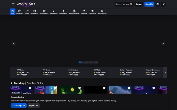 Screenshot of jackpotcity.co.za