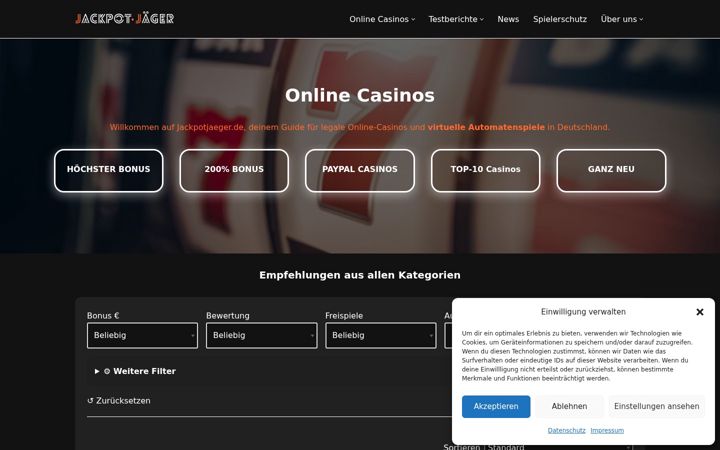 Screenshot of jackpotjaeger.de