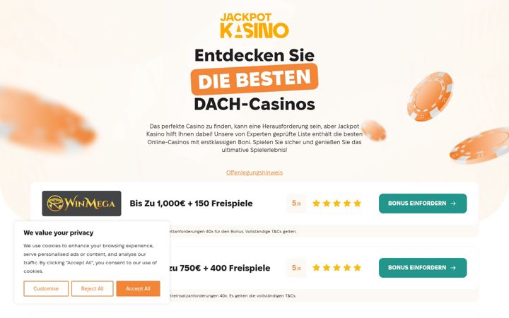 Screenshot of jackpotkasino.com