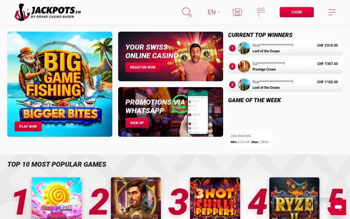 Screenshot of jackpots.ch