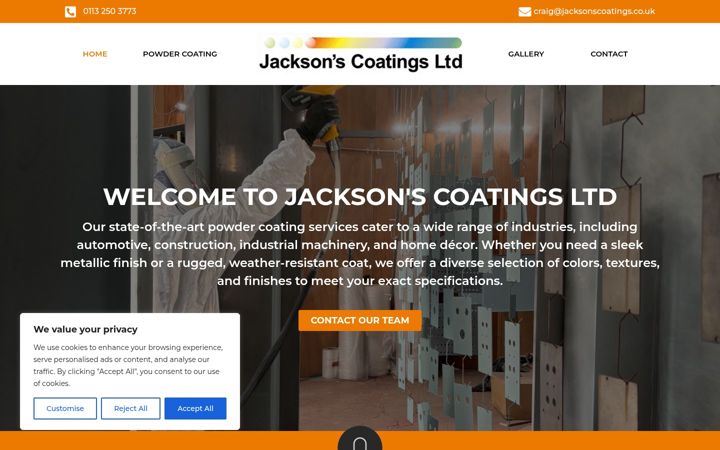 Screenshot of jacksonscoatingsleeds.co.uk