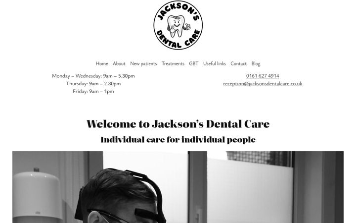 Screenshot of jacksonsdentalcare.co.uk