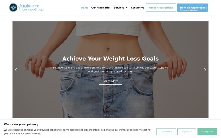 Screenshot of jacksonspharmacygroup.co.uk