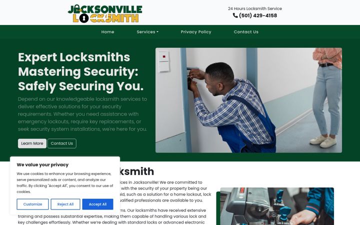 Screenshot of jacksonvillearlocksmith.com