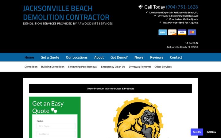 Screenshot of jacksonvillebeachdemolition.com