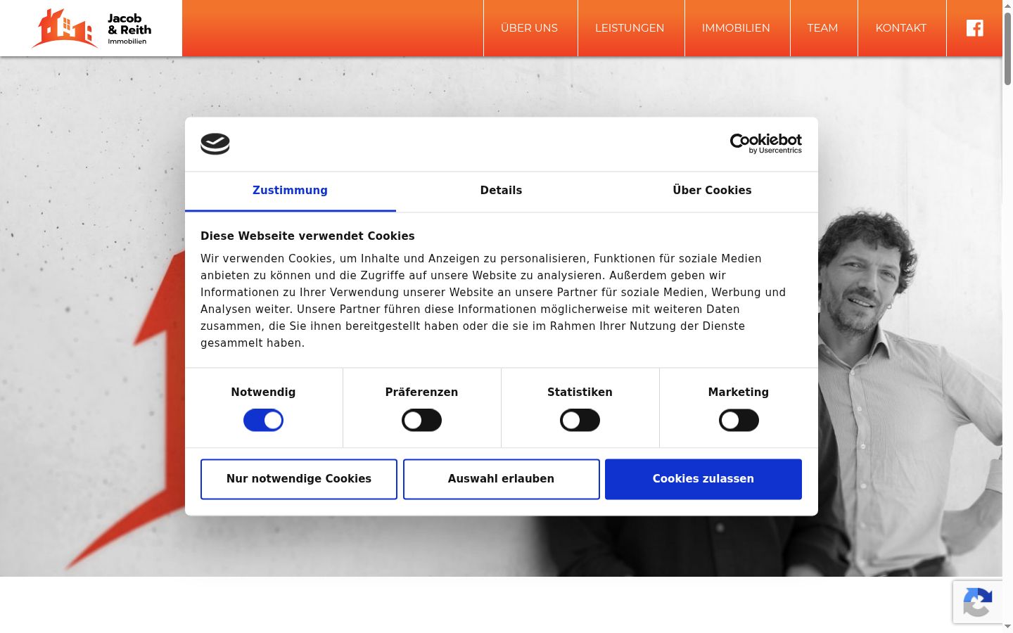 Screenshot del banner di consenso mostrato prima di qualsiasi interazione