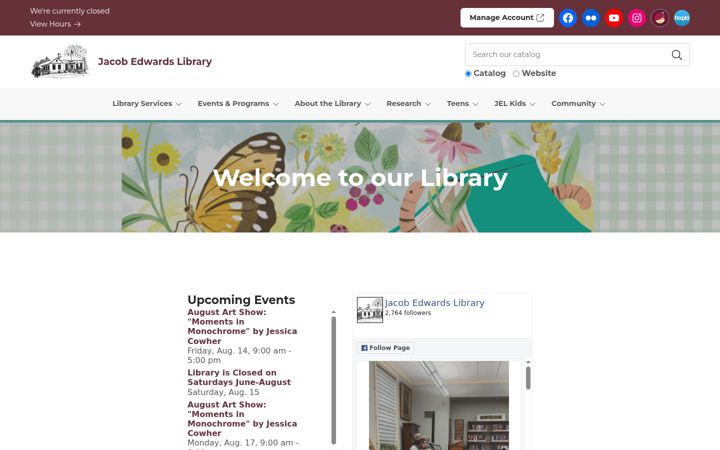 Screenshot of jacobedwardslibrary.org