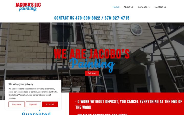 Screenshot of jacobospaintingllc.com