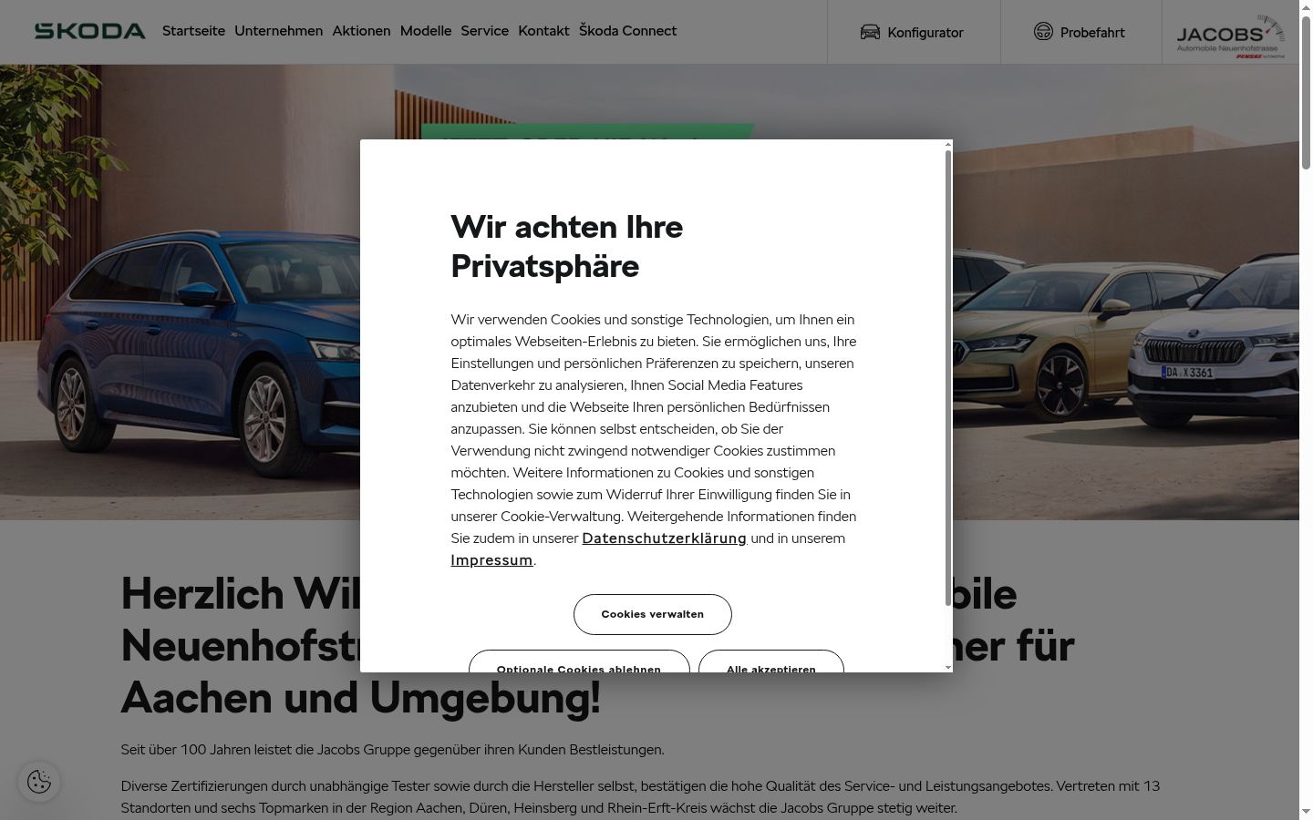 Screenshot del banner di consenso mostrato prima di qualsiasi interazione