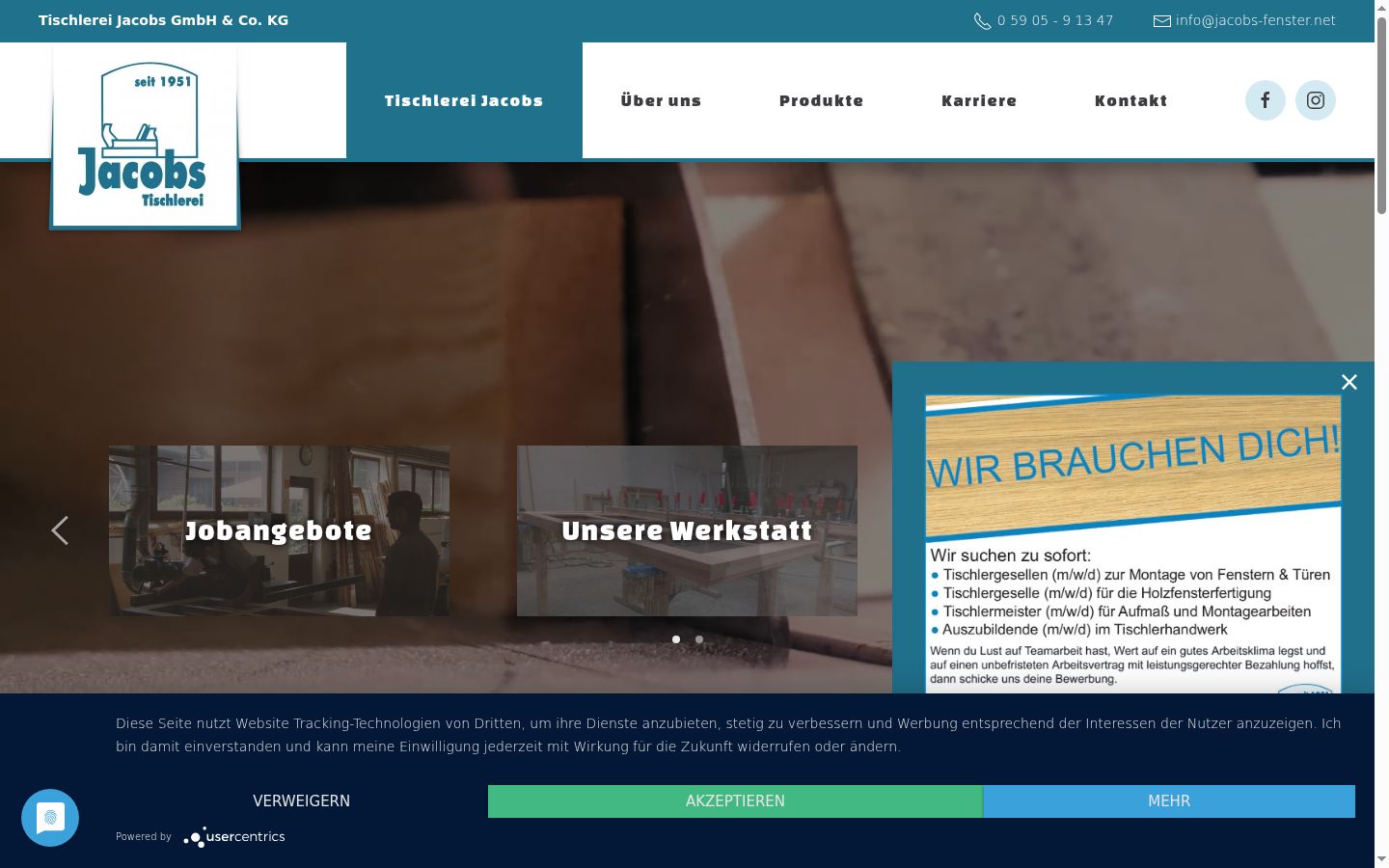 Screenshot des Einwilligungsbanners vor jeglicher Interaktion