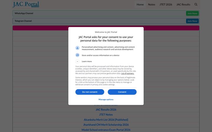 Screenshot of jacportal.in