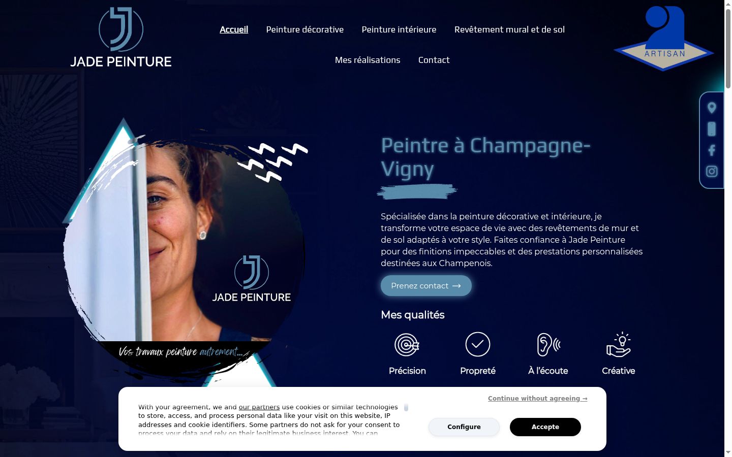 Screenshot of the consent banner shown before any interaction