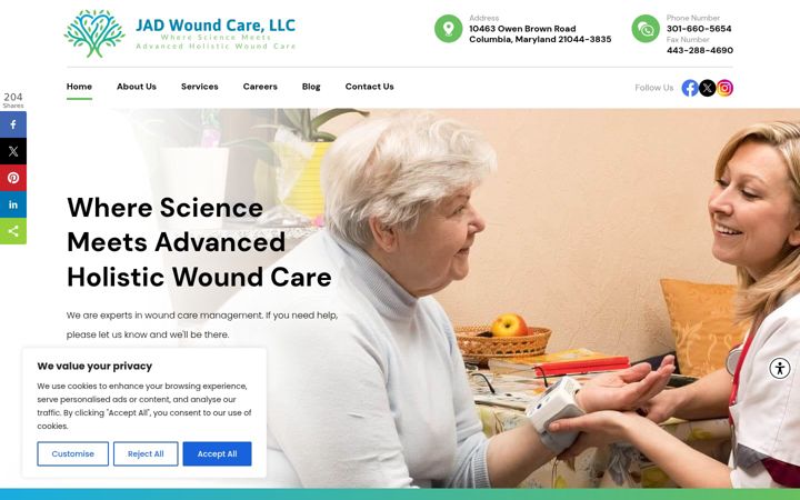 Screenshot of jadwoundcare.com