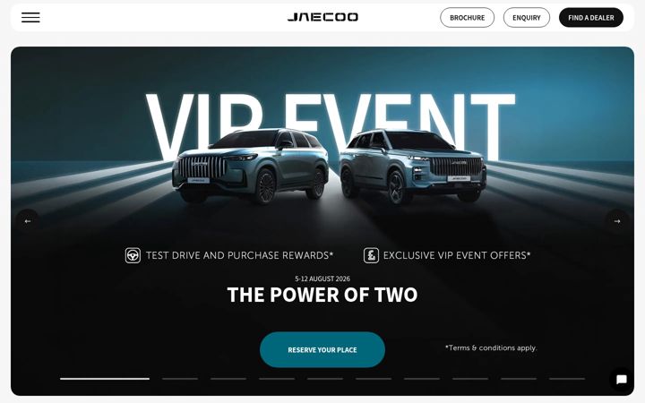 Captură de ecran a jaecoo.co.uk