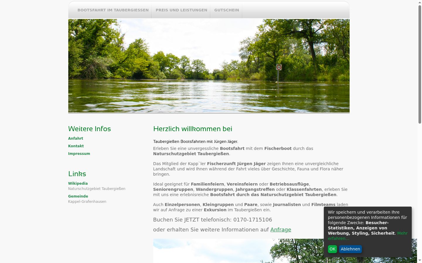 Screenshot des Einwilligungsbanners vor jeglicher Interaktion