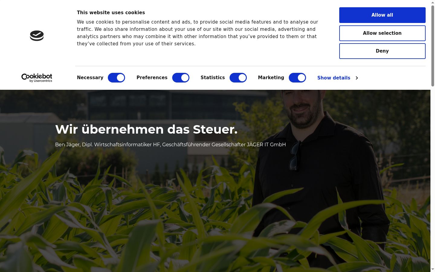 Screenshot des Einwilligungsbanners vor jeglicher Interaktion