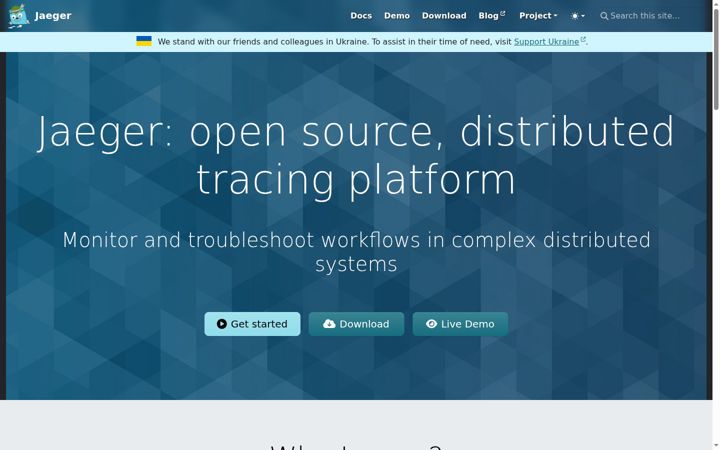 Screenshot of jaegertracing.io