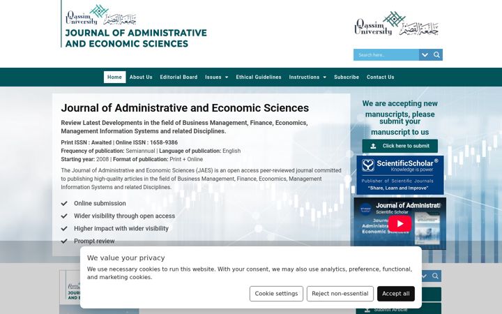 Screenshot of jaesjournal.org
