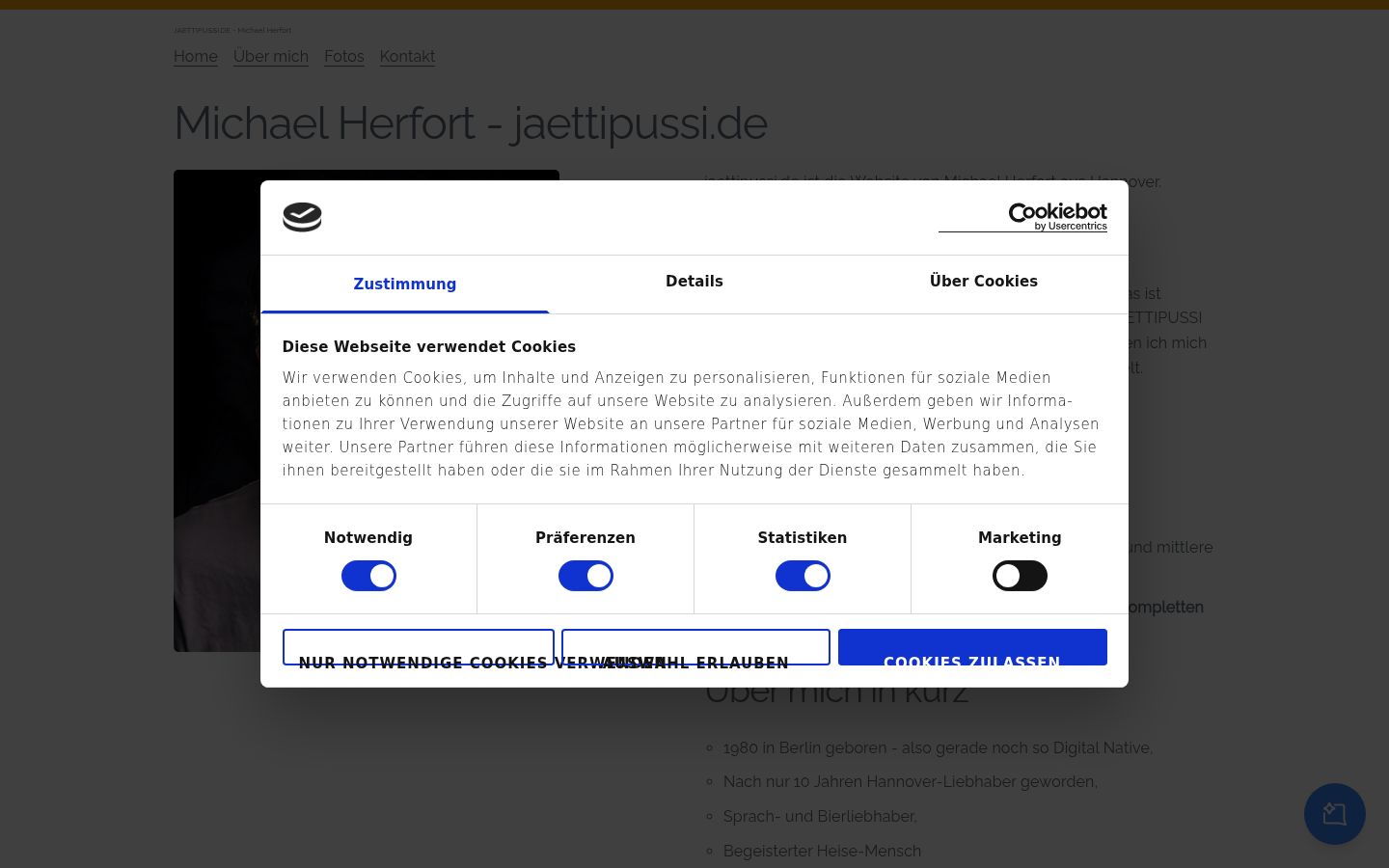 Screenshot del banner di consenso mostrato prima di qualsiasi interazione